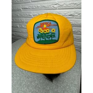 Vintage 70s 80s American Yellow Patch Snapback Hat